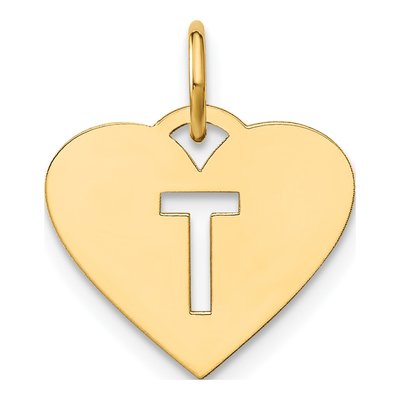 Gold-Plated Sterling Silver Heart Letter T Charm