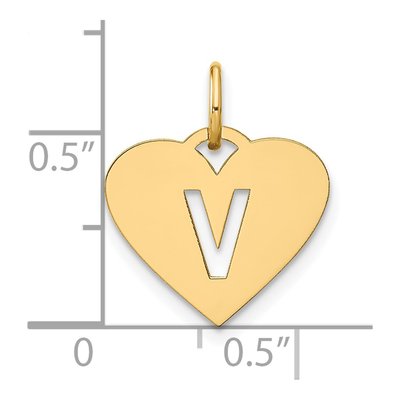 Gold-Plated Sterling Silver Heart Letter V Charm – view 4