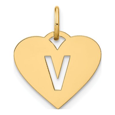 Gold-Plated Sterling Silver Heart Letter V Charm