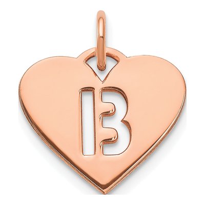 Rose Gold-Plated Sterling Silver Heart Letter B Charm