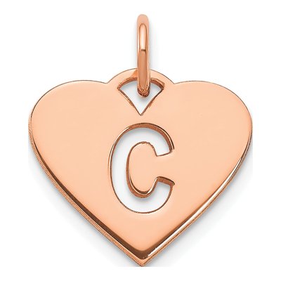 Rose Gold-Plated Sterling Silver Heart Letter C Charm