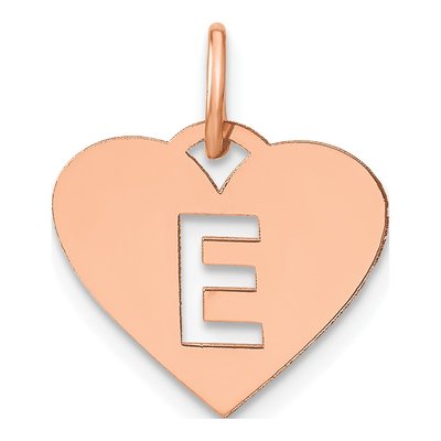 Rose Gold-Plated Sterling Silver Heart Letter E Charm
