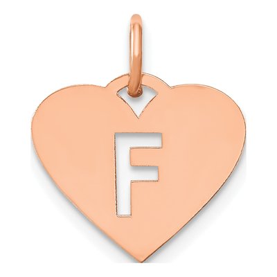 Rose Gold-Plated Sterling Silver Heart Letter F Charm