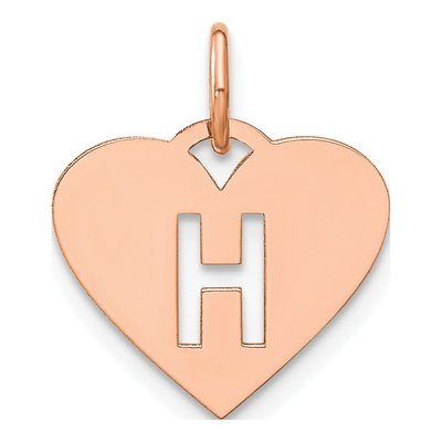 Rose Gold-Plated Sterling Silver Heart Letter H Charm