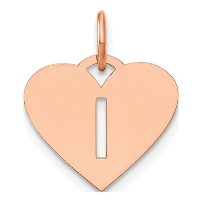 Rose Gold-Plated Sterling Silver Heart Initial I Charm