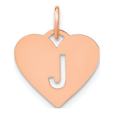 Rose Gold-Plated Sterling Silver Heart Letter J Charm