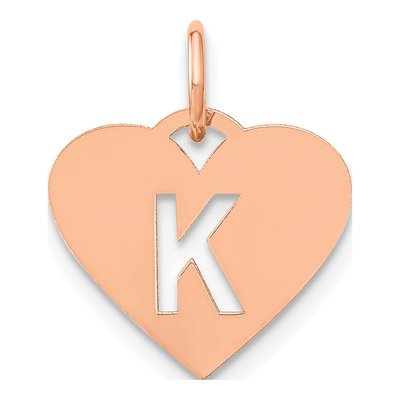 Rose Gold-Plated Sterling Silver Heart Letter K Charm