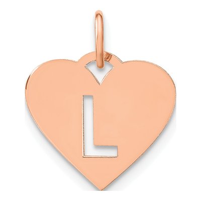 Rose Gold-Plated Sterling Silver Heart Letter L Charm