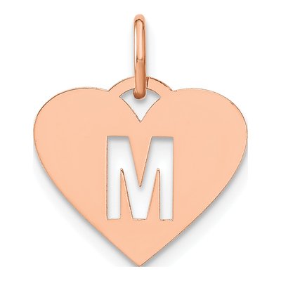 Rose Gold-Plated Sterling Silver Heart Letter M Charm