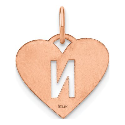 Rose Gold-Plated Sterling Silver Heart Letter N Charm – view 3