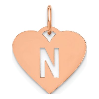 Rose Gold-Plated Sterling Silver Heart Letter N Charm