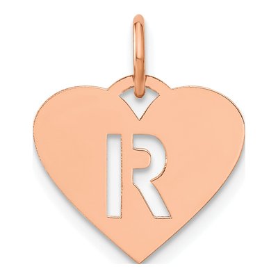 Rose Gold-Plated Sterling Silver Heart Letter R Charm