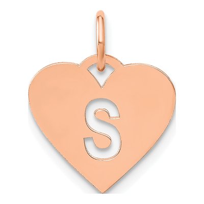 Rose Gold-Plated Sterling Silver Heart Letter S Charm