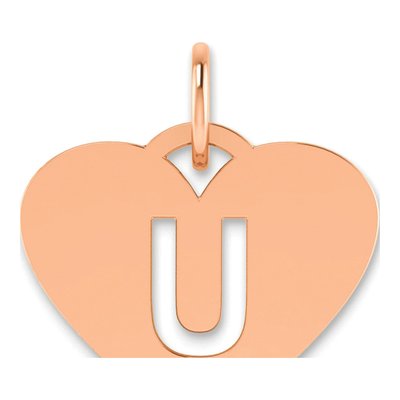 Rose Gold-Plated Sterling Silver Heart Letter U Charm