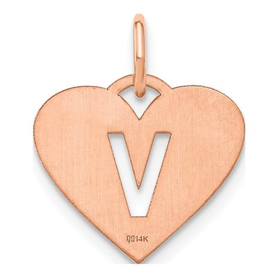 Rose Gold-Plated Sterling Silver Heart Letter V Charm – view 3