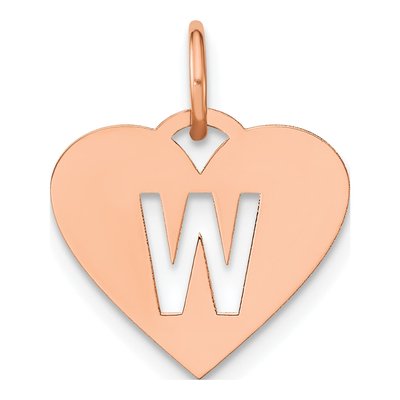 Rose Gold-Plated Sterling Silver Heart Letter W Charm