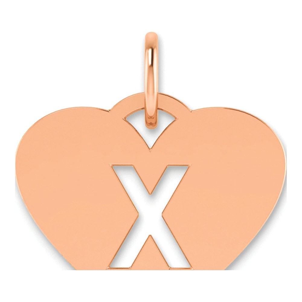 Sterling Silver Rose-Plated Heart Letter X Initial Charm Pendant