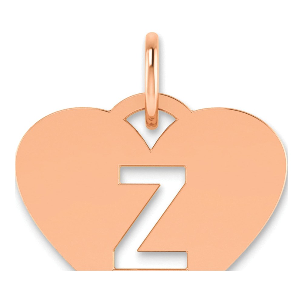 Sterling Silver Rose-Plated Heart Letter Z Initial Charm Pendant