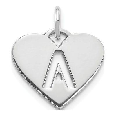 Sterling Silver Heart Letter A Pendant