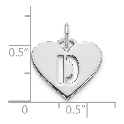 Sterling Silver Heart Letter D Charm – view 3