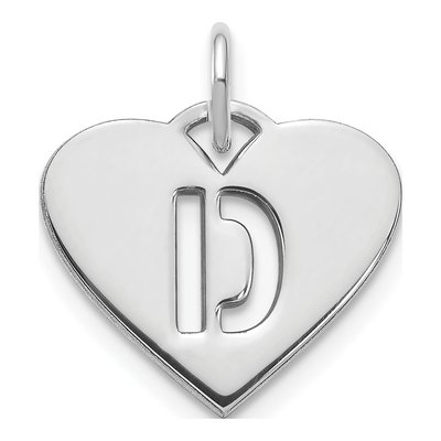 Sterling Silver Heart Letter D Charm