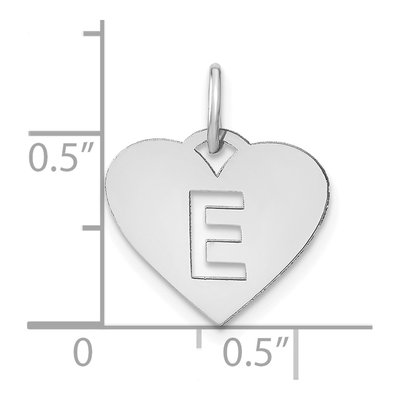 Sterling Silver Heart Letter E Pendant – view 4