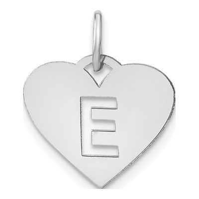 Sterling Silver Heart Letter E Pendant