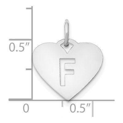 Sterling Silver Heart Letter F Pendant – view 4