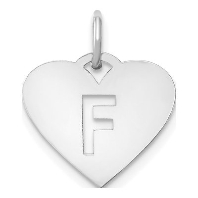 Sterling Silver Heart Letter F Pendant
