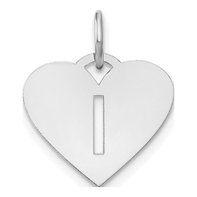 Sterling Silver Heart Initial I Charm