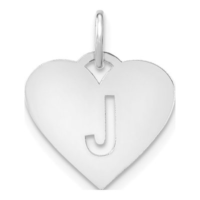 Sterling Silver Heart Letter J Pendant