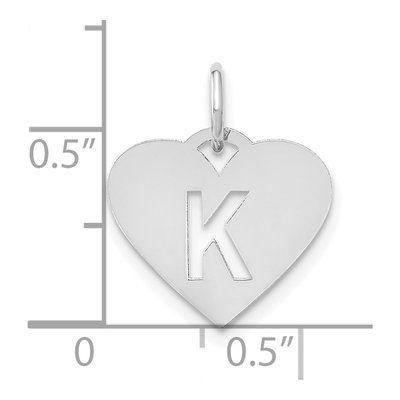 Sterling Silver Heart Letter K Charm – view 4