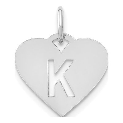 Sterling Silver Heart Letter K Charm