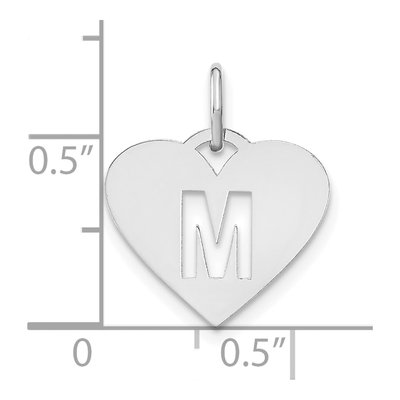 Sterling Silver Heart Letter M Pendant – view 4