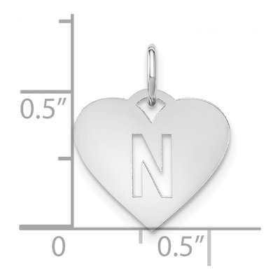 Sterling Silver Heart Letter N Pendant – view 4