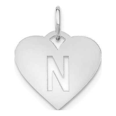 Sterling Silver Heart Letter N Pendant
