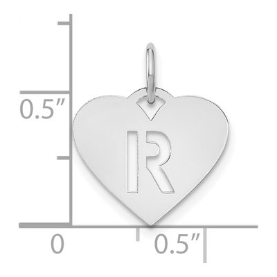 Sterling Silver Heart Letter R Pendant – view 4