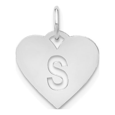 Sterling Silver Heart Letter S Pendant