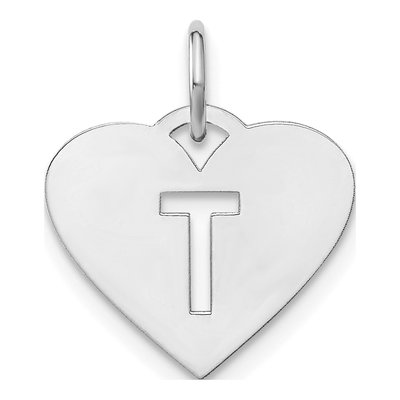 Sterling Silver Heart Letter T Pendant
