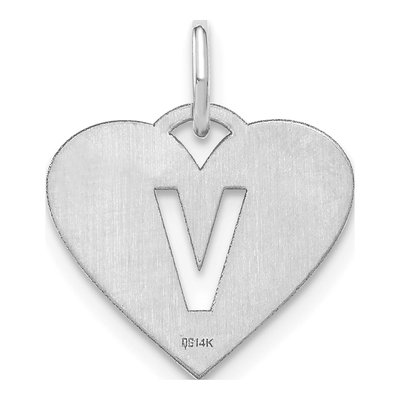 Sterling Silver Heart Letter V Pendant – view 3