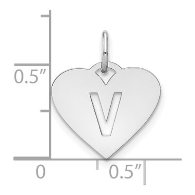 Sterling Silver Heart Letter V Pendant – view 4