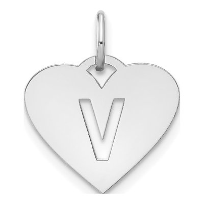Sterling Silver Heart Letter V Pendant