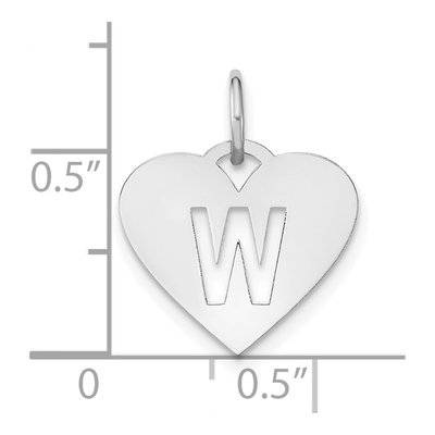 Sterling Silver Heart Letter W Charm – view 4