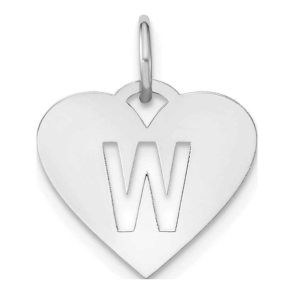 Sterling Silver Rhodium-Plated Heart Letter With Initial Charm Pendant