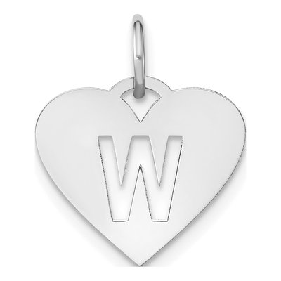 Sterling Silver Heart Letter W Charm
