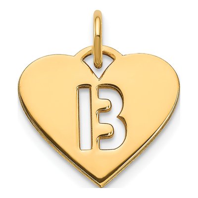 14K Yellow Gold Letter B Charm