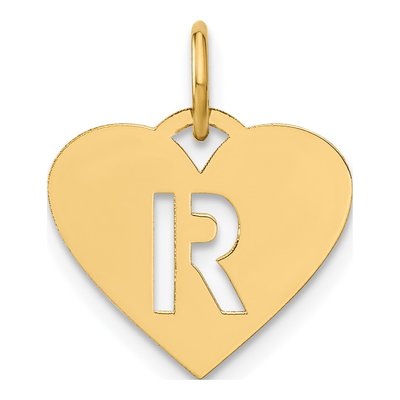 14K Yellow Gold Letter R Charm