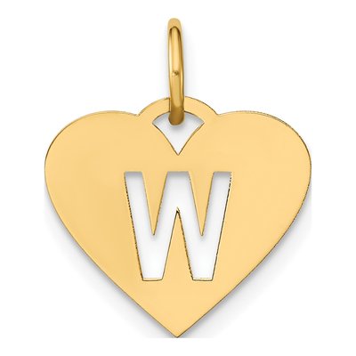 14K Yellow Gold Letter W Pendant