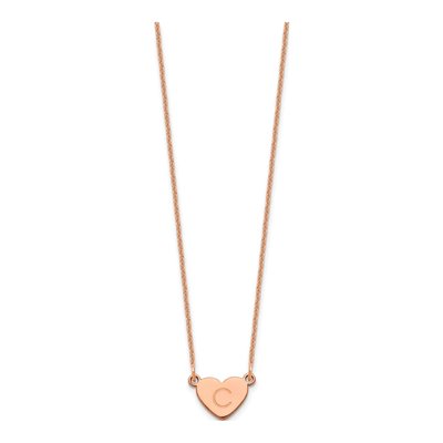 14K Rose Gold Personalized Initial Heart Necklace – view 2