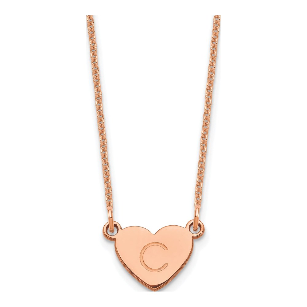 14K Rose Gold Personalized Initial Heart Necklace